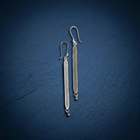 Silver Sway Danglers (Small) handcrafted BIS Hallmarked 925 silver jewellery by Praaha Jewels