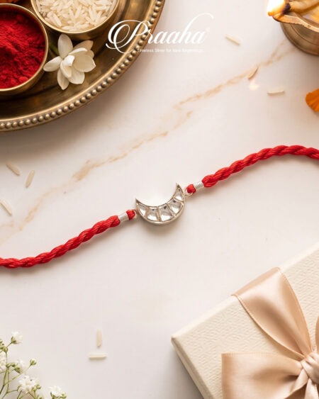 Crescent Moon Silver Rakhi