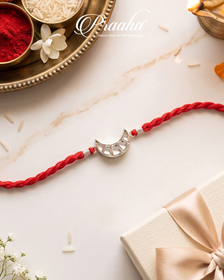 Crescent Moon Silver Rakhi