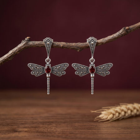 Dragon Fly Earrings (Red Agate)
