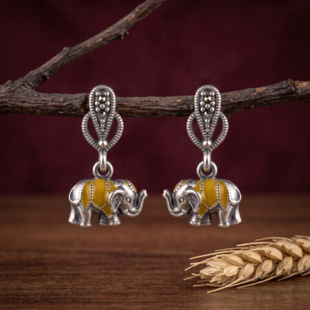 Elephant Enamel Earrings (Yellow)