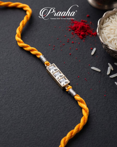 Kundan pendant Silver Rakhi