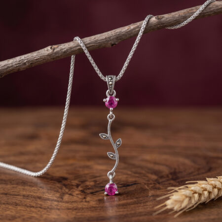 Leaf & Light Pendant - Garnet
