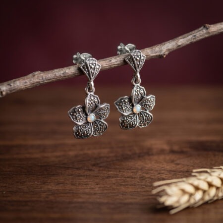 Marcasite Blossom Pearl Earrings