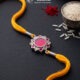 Pink flower Silver Rakhi