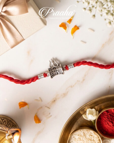 Trishul Damru Silver Rakhi
