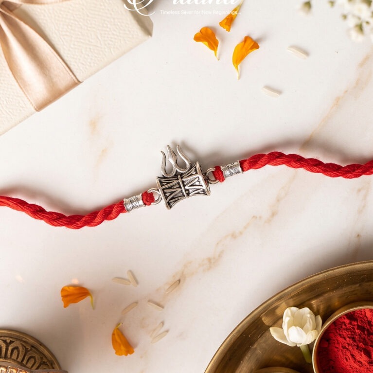 Trishul Damru Silver Rakhi