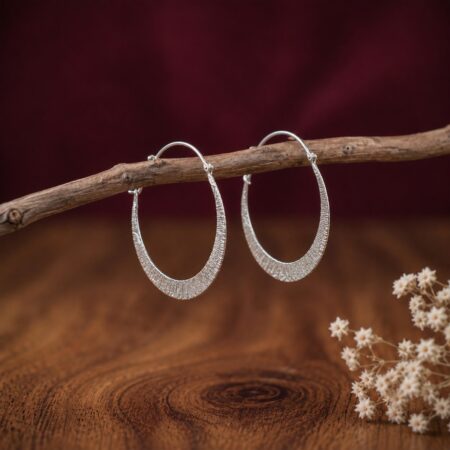 Silver Hammered Hoops